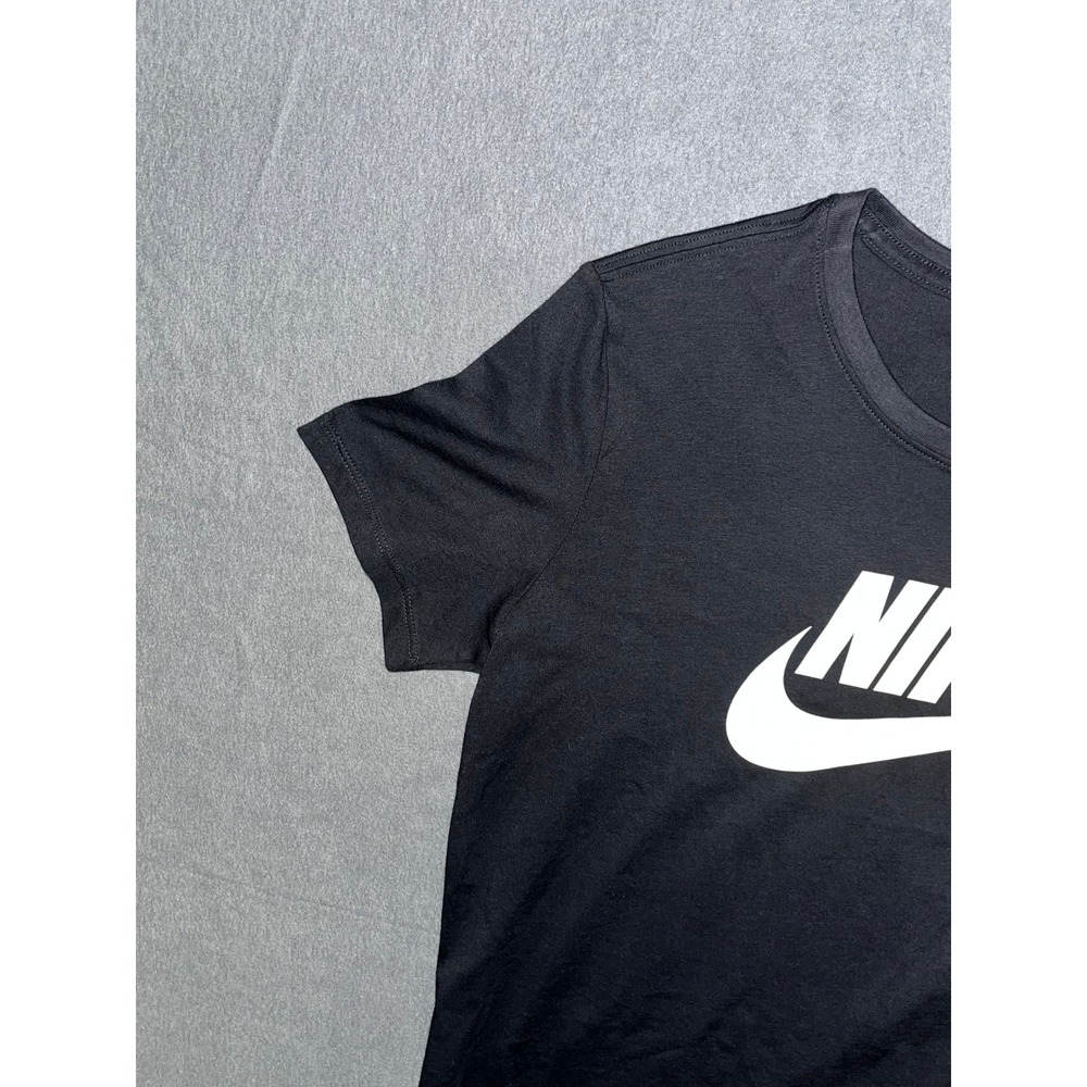 Nike Sportswear Essential Futura Logo Graphic Tee Black White Womens Size M - Picture 4 of 11